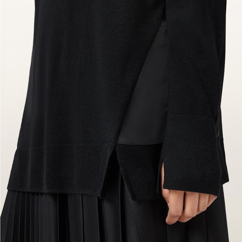 All Saints Bern Black V-Neck Wool Sweater - Picture 4 of 5